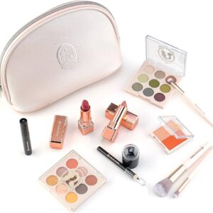 15Pcs Full Makeup Deals Eyeshadow Pallet, Foundation Tube, Illuminator Liquid Highlighter, 8Pcs Makeup Brush With Pouch, 3Pcs Nail Polish & 36H Liquid Liner