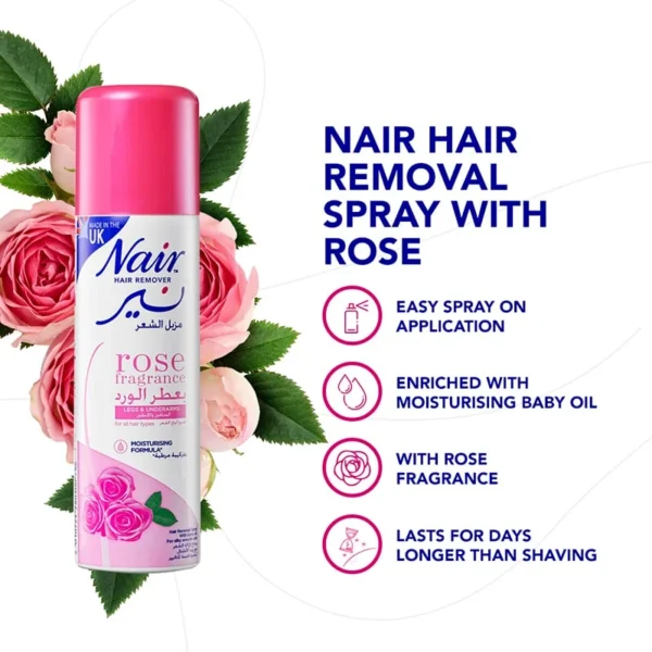 Nair Original Hair Removal Spray Men and Women Rose Fragrance - 200ml