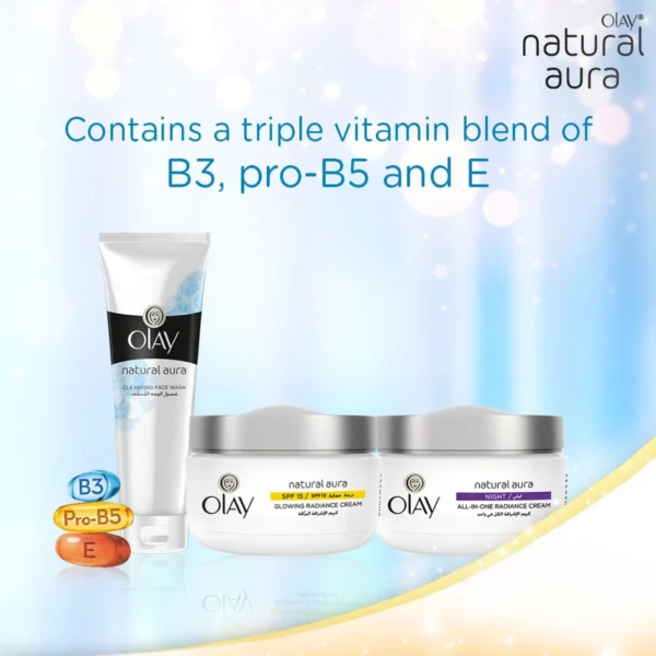 New Olay Natural White Day Cream 50ml + Night Cream 50ml + Face Wash 100ml