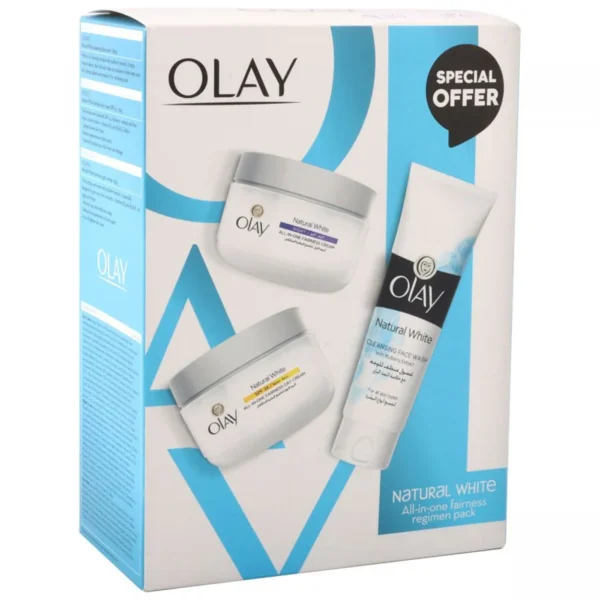 New Olay Natural White Day Cream 50ml + Night Cream 50ml + Face Wash 100ml