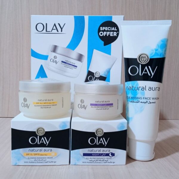 New Olay Natural White Day Cream 50ml + Night Cream 50ml + Face Wash 100ml