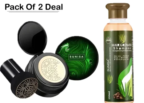 Pack Of 2 Sunisa 3 In 1 Air Cushion Cc And Bb Cream Waterproof Foundation Cream and SUNISA Hair Grower Shampoo
